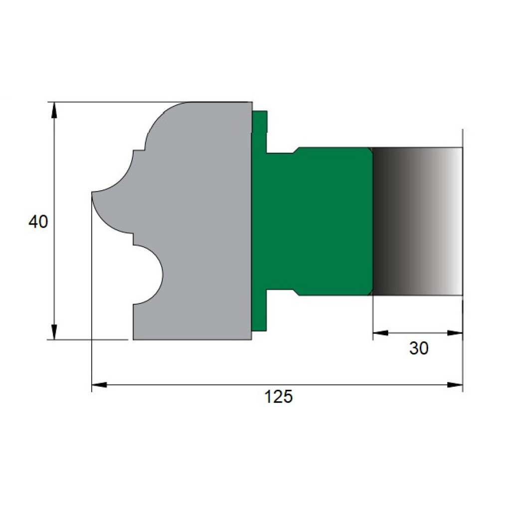 Fresa para Perfis Múltiplos 125 x 40 x 30 - 2 Dentes - Cód. 1370.01